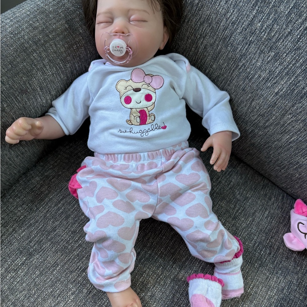 Realistic  Baby Doll with Pink Heart Outfit